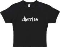 Cherries Wheels Logo Cropped Baby T-Shirt - black