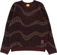 Dime Houndstooth Knit Sweater - burgundy