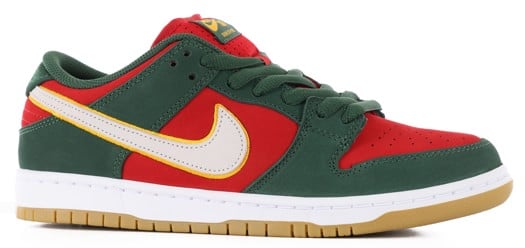 Nike SB Dunk Low Pro SB Skate Shoes - fir/white-university gold-fire red - view large