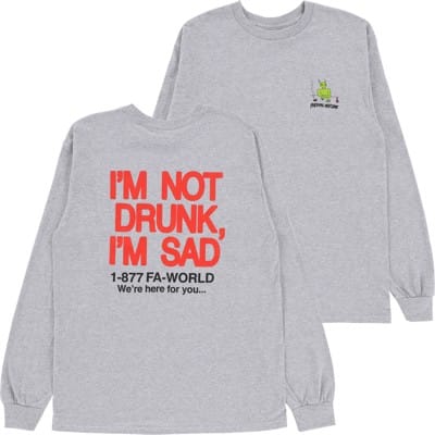 Fucking Awesome Drunk And Sad L/S T-Shirt - heather grey - view large