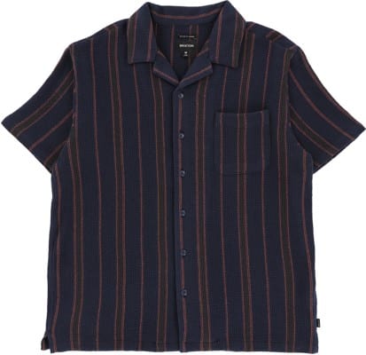 Brixton Bunker Waffle Stripe S/S Shirt - washed navy - view large