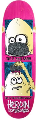 Heroin Brain On Eggs 9.5 Skateboard Deck - pink - view large