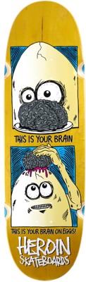 Heroin Brain On Eggs 9.5 Skateboard Deck - yellow - view large