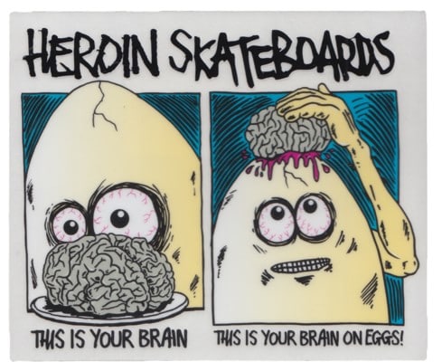 Heroin Allegory Sticker - brain on eggs - view large