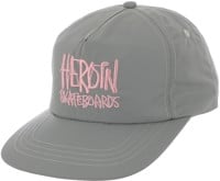 Heroin Script Snapback Hat - grey/pink