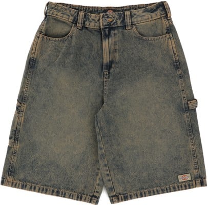 Dickies Women's Carpenter Shorts - yellow fade indigo - view large