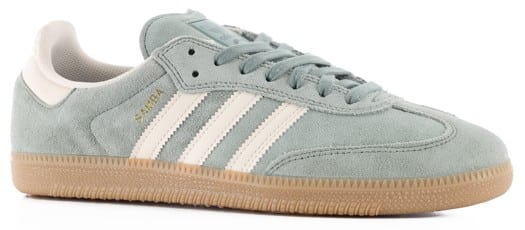 Adidas Samba ADV Skate Shoes - silver green/wonder white/gold metallic - view large