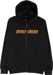 Spitfire Flames Script Zip Hoodie - black