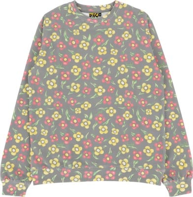 Krooked Painted Flower Waffle Knit Crew Sweatshirt - multi color - view large