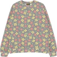 Krooked Painted Flower Waffle Knit Crew Sweatshirt - multi color