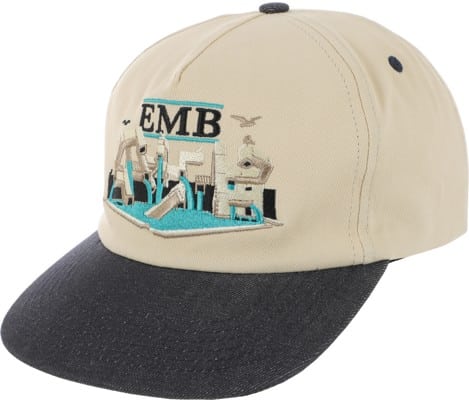 Real EMB Snapback Hat - tan/charcoal denim - view large