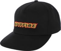 Spitfire Flames Script Snapback Hat - black