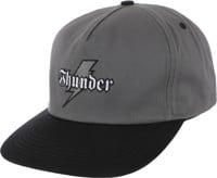 Thunder Bolt Script Snapback Hat - charcoal/black