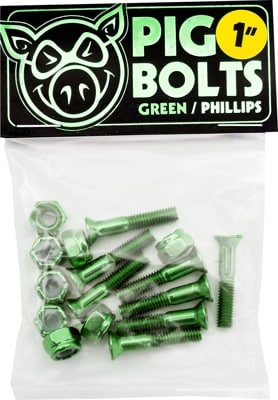 Pig Pig Bolts Phillips Skateboard Hardware - anodized green - view large