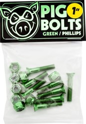 Pig Pig Bolts Phillips Skateboard Hardware - anodized green