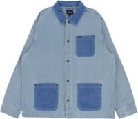 Brixton Herringbone Lightweight Chore Jacket - light wash denim herringbone