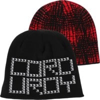 Corduroy Shadow Plaid Reversible Skully Beanie - red