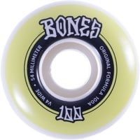 Bones 100's OG Formula V4 Wide Skateboard Wheels - white/yellow (100a)