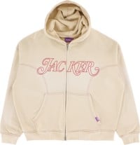 Jacker Rough Garment Dyed Premium Zip Hoodie - beige