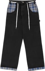Lakai Plaid Contrast Wide Leg Denims - Black Jeans - black